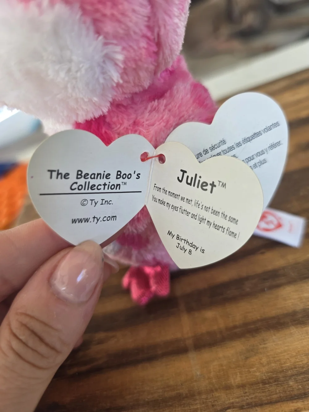 Beanie Boos Plush Pink & White Heart Penguin JULIET Valentines Pet Plush July 8